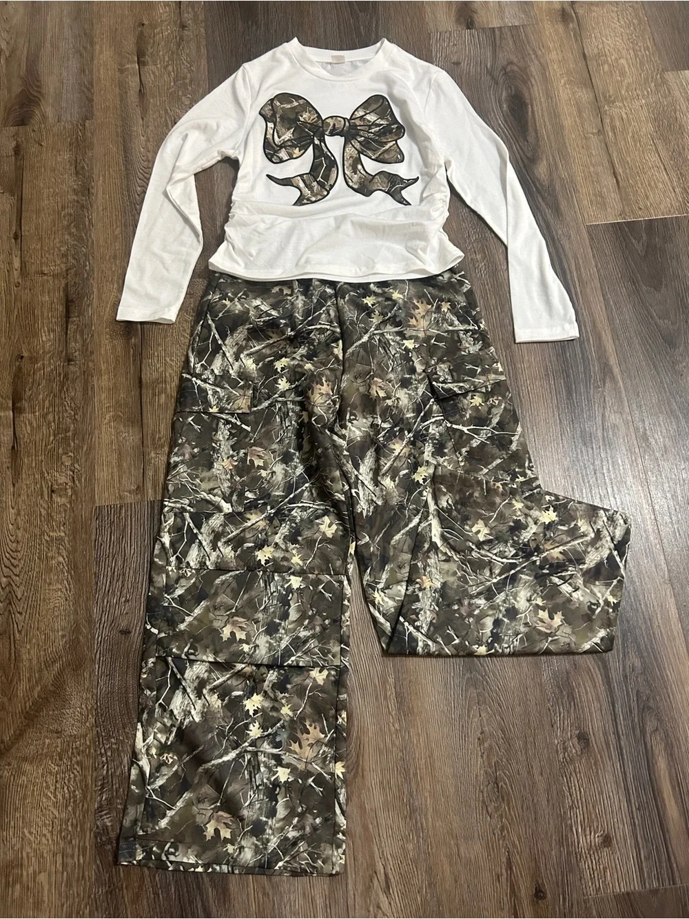 Girls Camouflage Cargo Pants - Green Camo